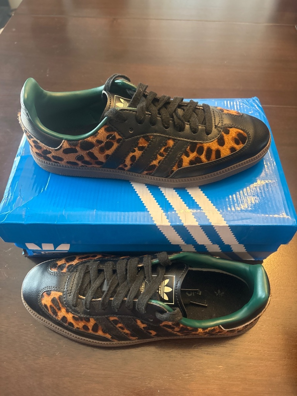 Adidas Women's Samba OG Black Green Leopard Sneakers - Picture 5 of 7